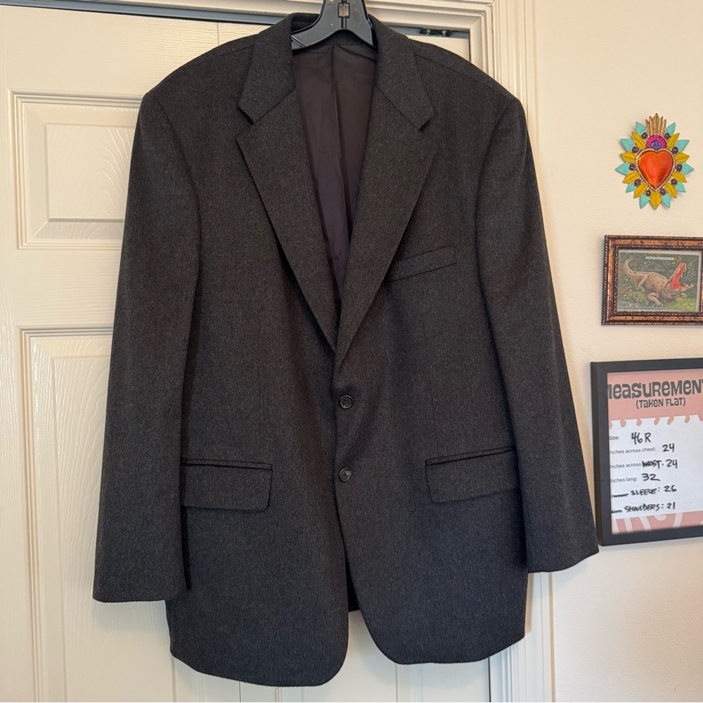 Ralph Lauren Blazer Mens 46 R Gray 100% Cashmere Jacket Sport Coat Vtg Canada